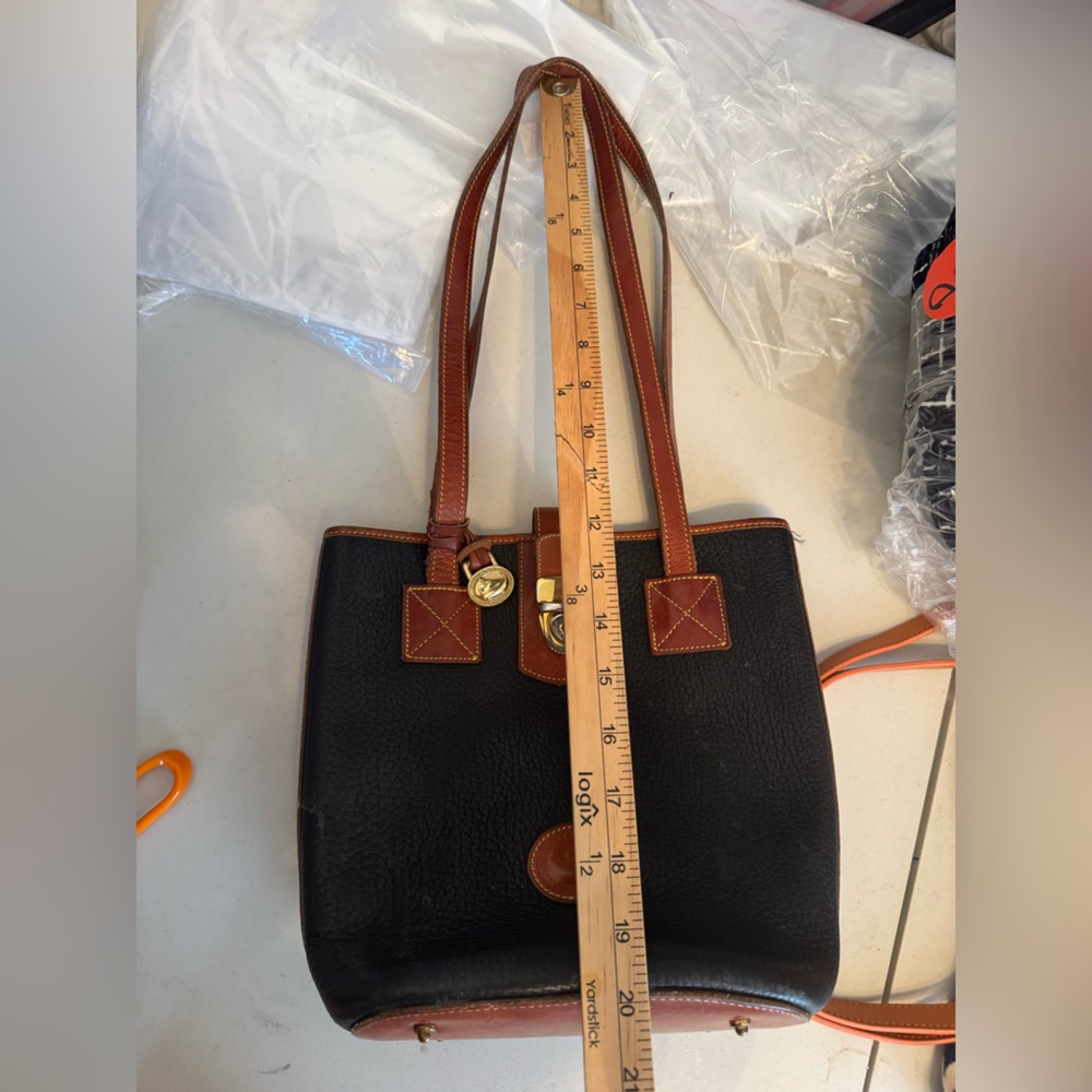 Dooney & Bourke Vintage 1980s Shopper Tote Bucket Bag Brown Canvas & Leather - Picture 11 of 12